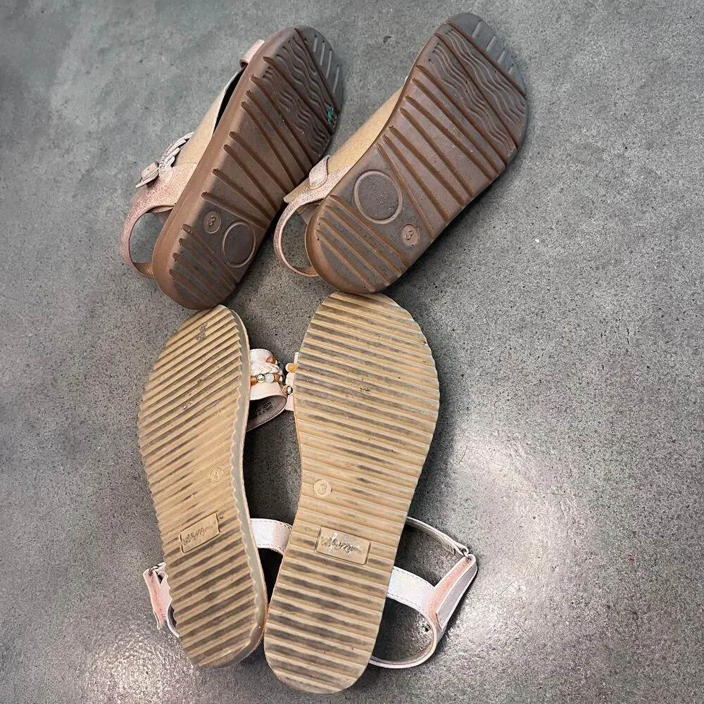 Self Esteem pink beaded and bronze sandals bundle girls size 3 shoes